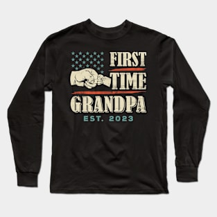 First Time Grandpa Est. 2023 Vintage New Grandparents Long Sleeve T-Shirt